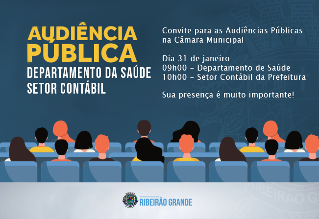 Convite para a Audiência Pública do Departamento de Saúde e do Setor Contábil da Prefeitura